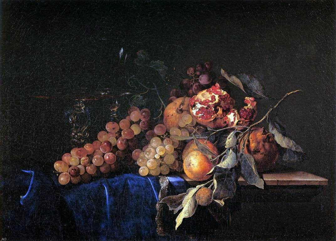 Willem Van Aelst Still-Life with Fruit and a Crystal Vase - Hand Painted Oil Painting