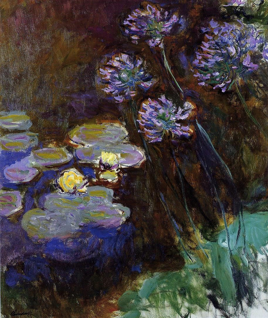 Claude Oscar Monet Water-Lilies and Agapanthus - Hand Painted Oil Painting
