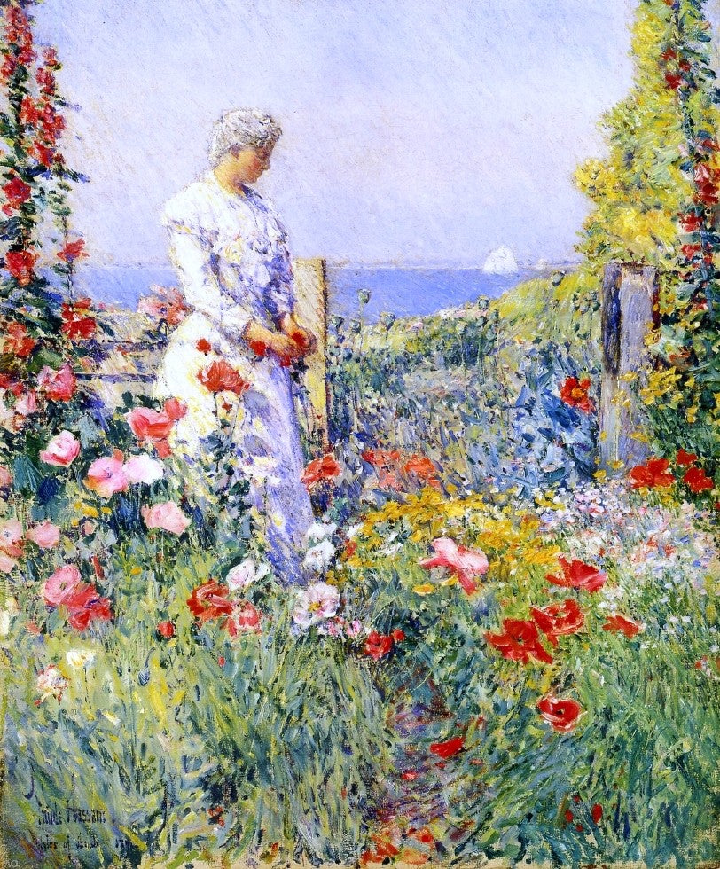 Frederick Childe Hassam In the Garden (also known as Celia Thaxter in Her Garden) - Hand Painted Oil Painting