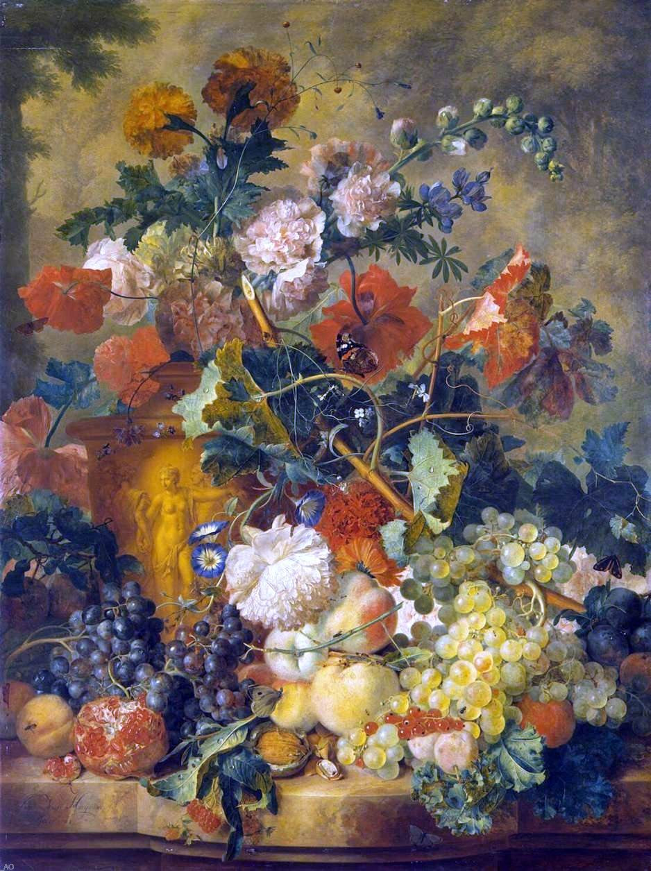 Jan Van Huysum Flowers and Fruit - Hand Painted Oil Painting