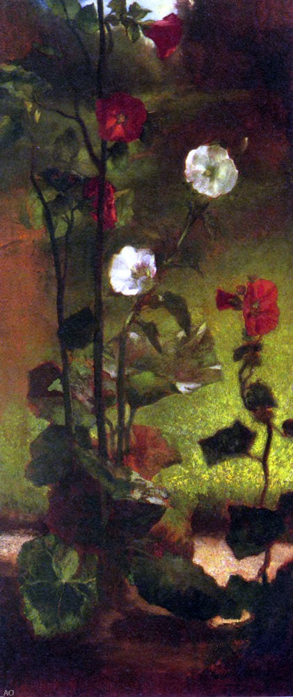 John La Farge Hollyhocks - Hand Painted Oil Painting