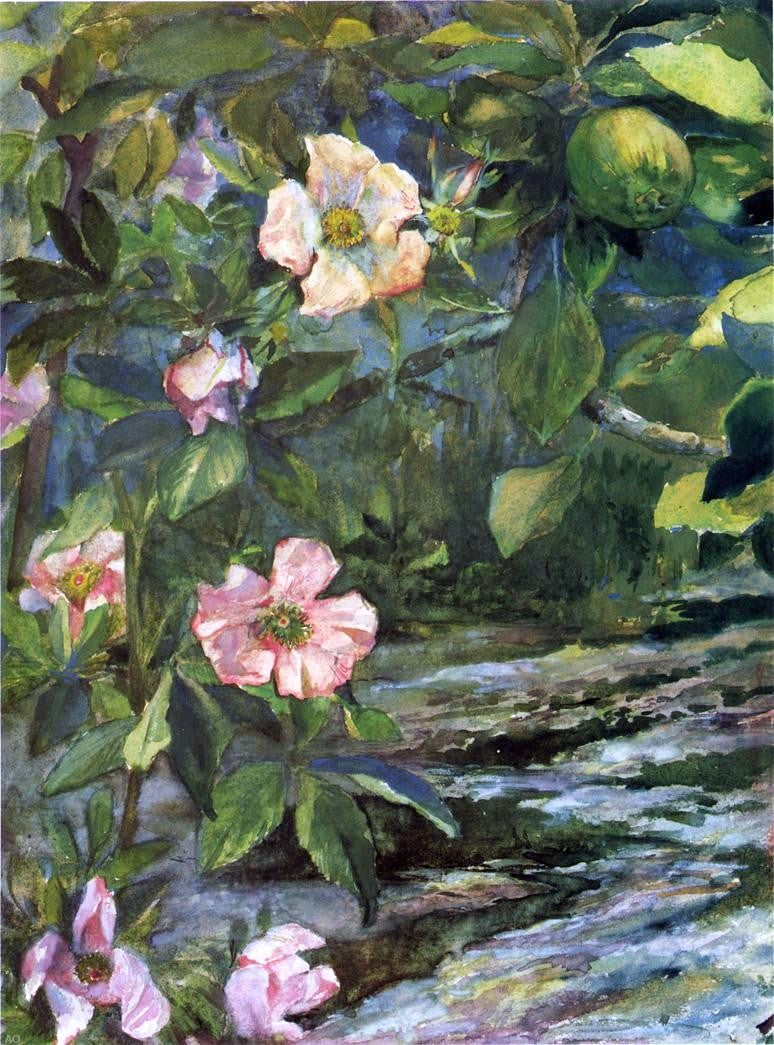 John La Farge Wild Roses - Hand Painted Oil Painting