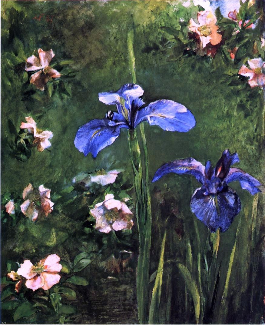 John La Farge Wild Roses and Irises - Hand Painted Oil Painting