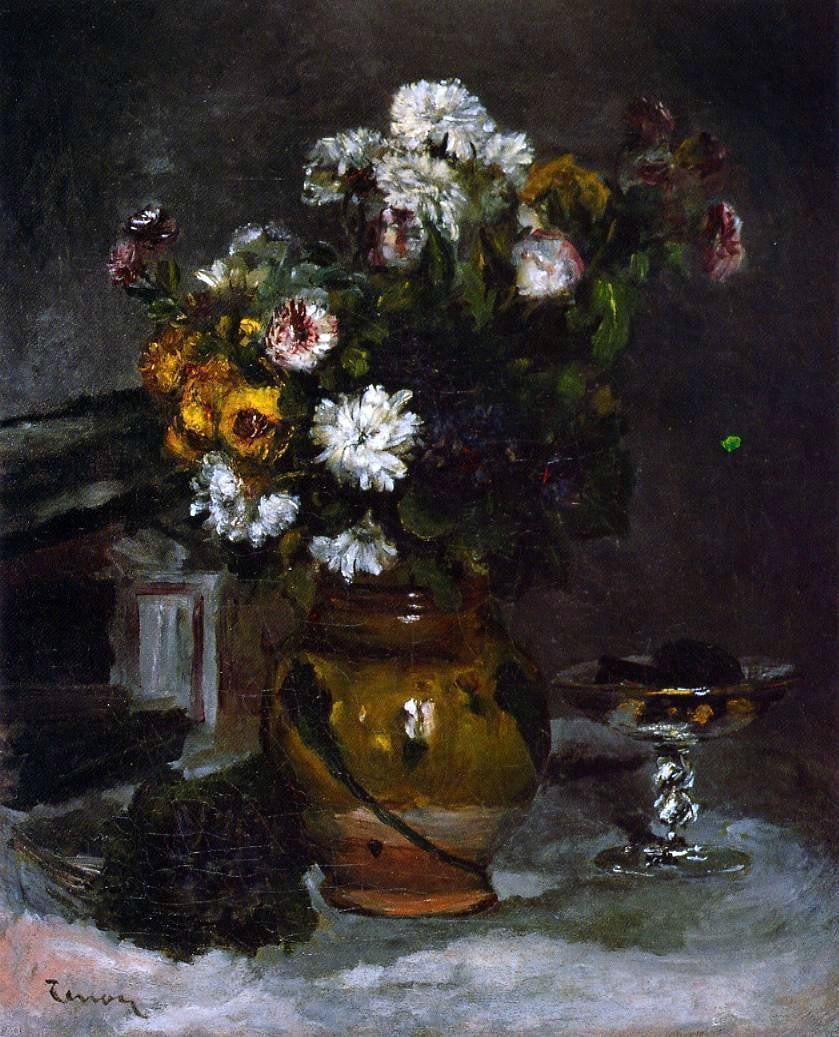  Pierre Auguste Renoir Flowers in a Vase and a Glass of Champagne - Hand Painted Oil Painting