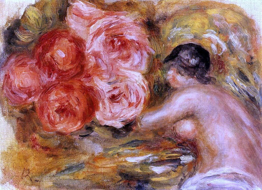 Pierre Auguste Renoir Roses and Study of Gabrielle - Hand Painted Oil Painting