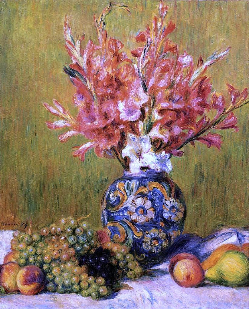 Pierre Auguste Renoir Still Life - Flowers and Fruit - Hand Painted Oil Painting