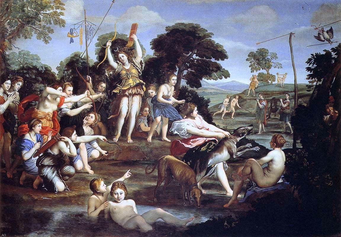 Domenichino Diana and her Nymphs - Hand Painted Oil Painting