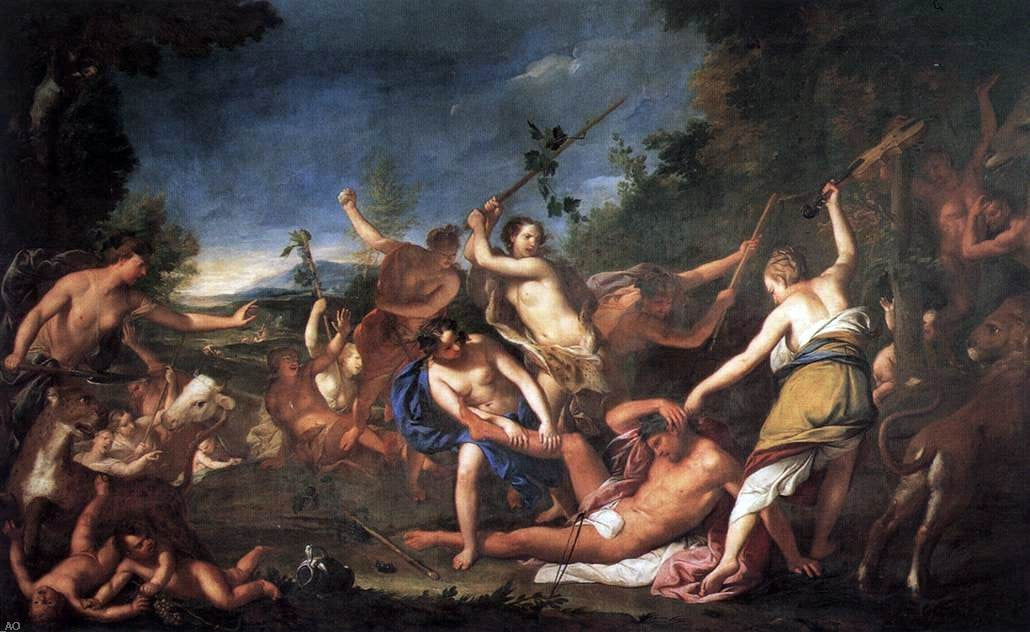 Gregorio Lazzarini Orpheus and the Bacchantes - Hand Painted Oil Painting
