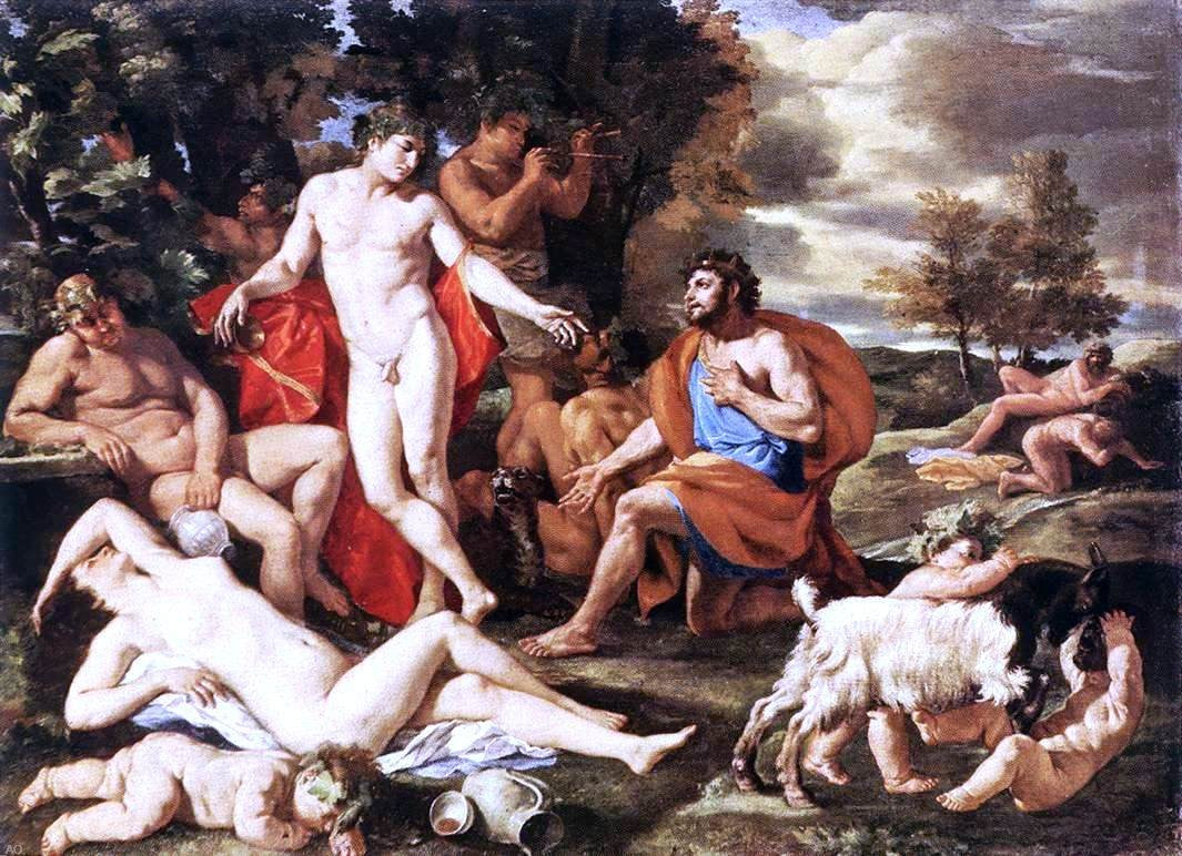 Nicolas Poussin Midas and Bacchus - Hand Painted Oil Painting