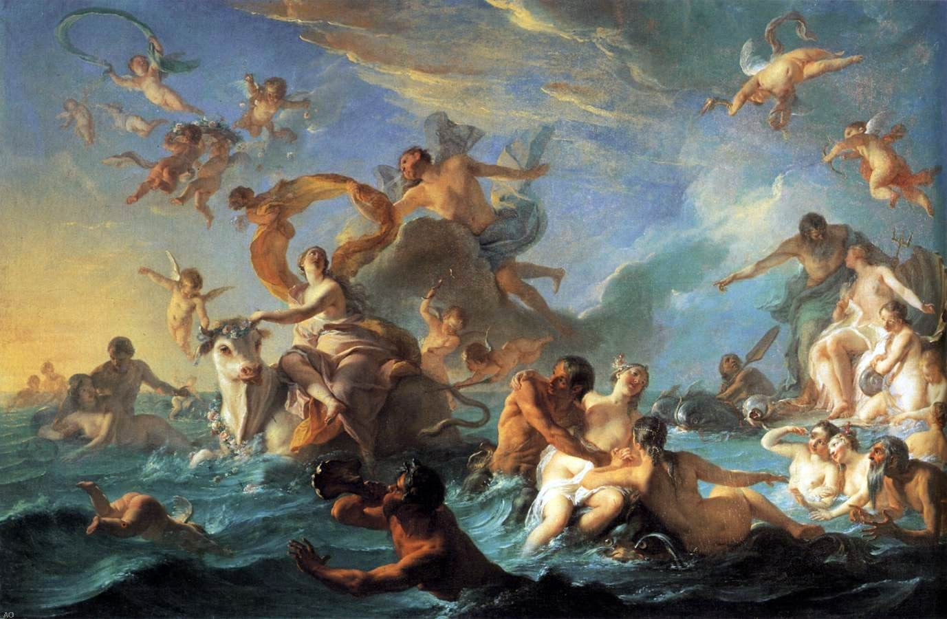 Noel-Nicolas Coypel The Rape of Europa - Hand Painted Oil Painting