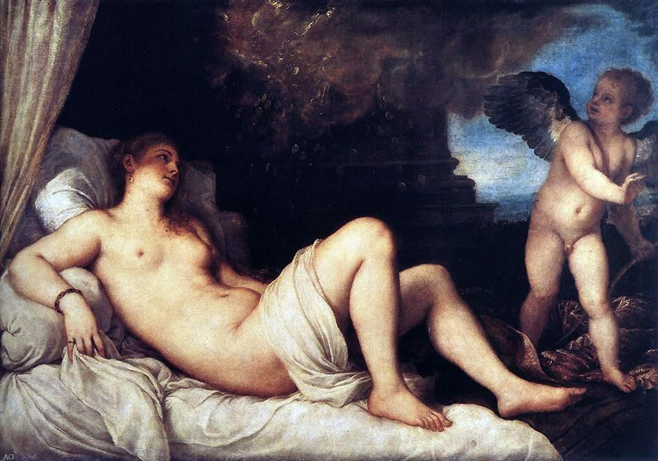 Titian Danae and the Shower of Gold - Hand Painted Oil Painting