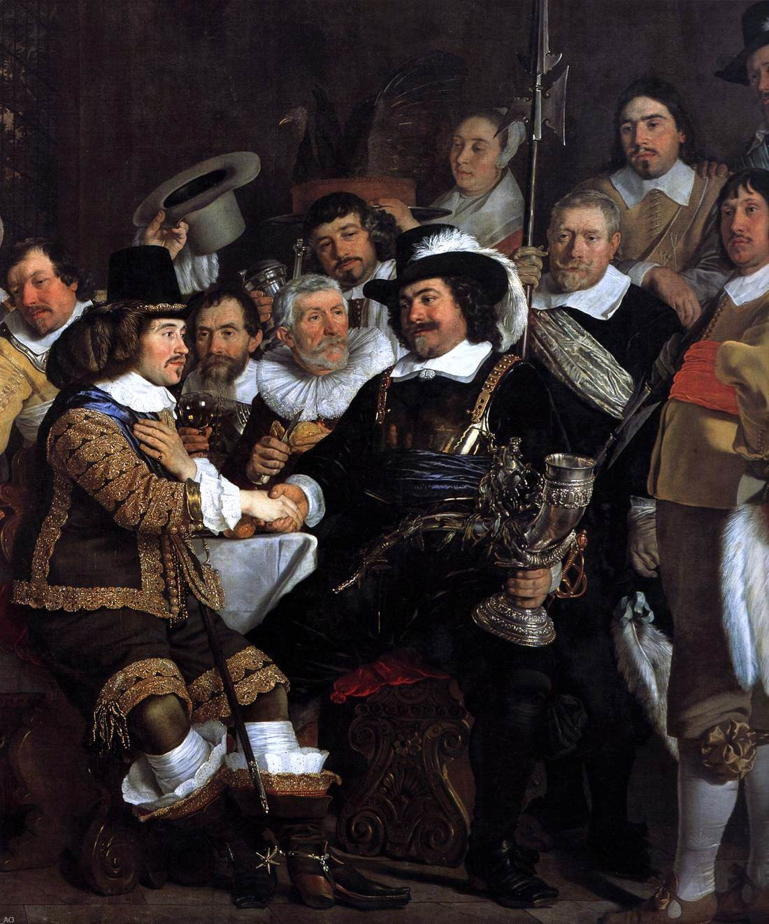 Bartholomeus Van der Helst Celebration of the Peace of Munster, 1648, at the Crossbowmen's Headquarters (detail) - Hand Painted Oil Painting