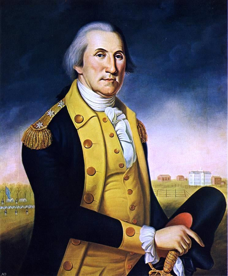 Charles Peale Polk Portrait of George Washington Before Nassau Hall - Hand Painted Oil Painting