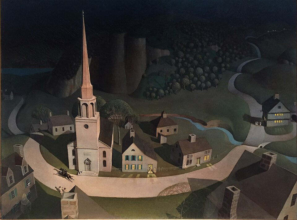 Grant Wood The Midnight Ride of Paul Revere - Hand Painted Oil Painting