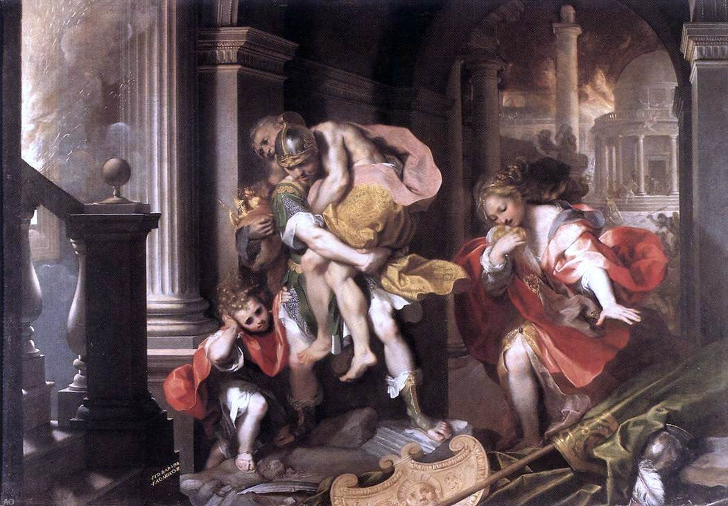 Federico Fiori Barocci Aeneas' Flight from Troy - Hand Painted Oil Painting