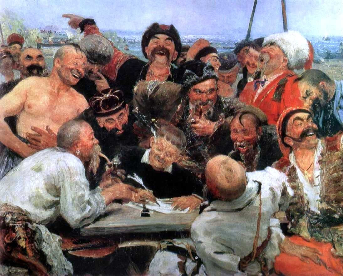Ilia Efimovich Repin The Reply of the Zaporozhian Cossacks to Sultan Mahmoud IV (study) - Hand Painted Oil Painting