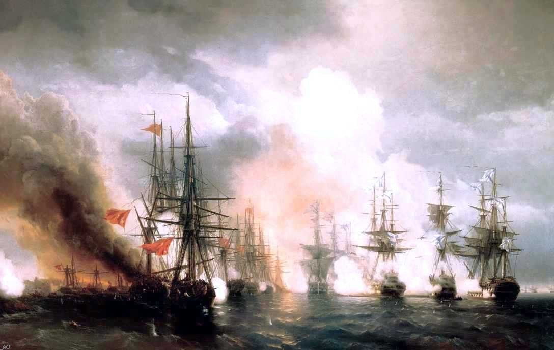 Ivan Constantinovich Aivazovsky Battle near Sinop (during daylight hours version) - Hand Painted Oil Painting