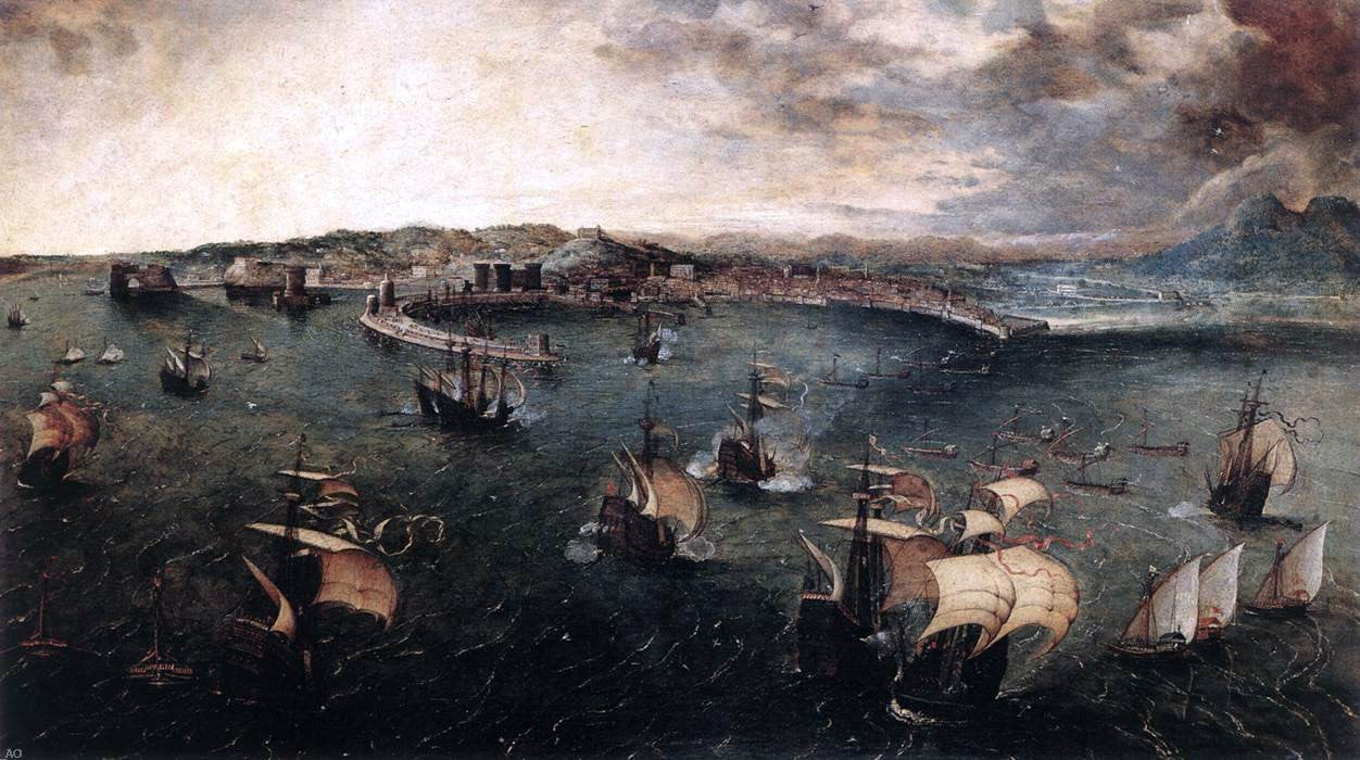 The Elder Pieter Bruegel Naval Battle in the Gulf of Naples - Hand Painted Oil Painting