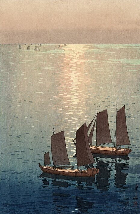 Hiroshi Yoshida Glittering Sea - Hand Painted Oil Painting