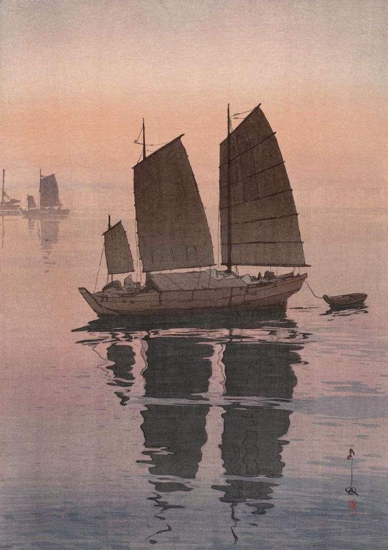 Hiroshi Yoshida Sailing Boats, Evening - Hand Painted Oil Painting