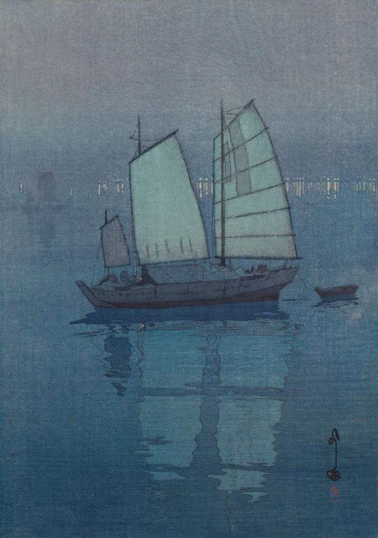 Hiroshi Yoshida Sailing Boats, Nights - Hand Painted Oil Painting