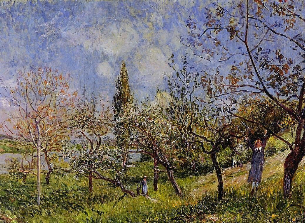 Alfred Sisley Orchard in Spring - By - Hand Painted Oil Painting