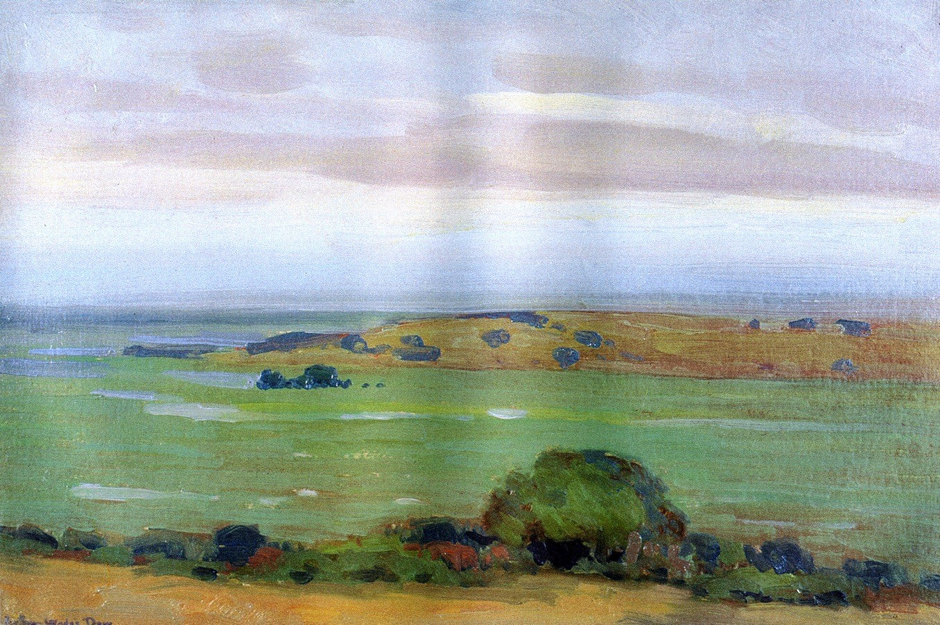 Arthur Wesley Dow Ipswich Field - Flower Study - Hand Painted Oil Painting