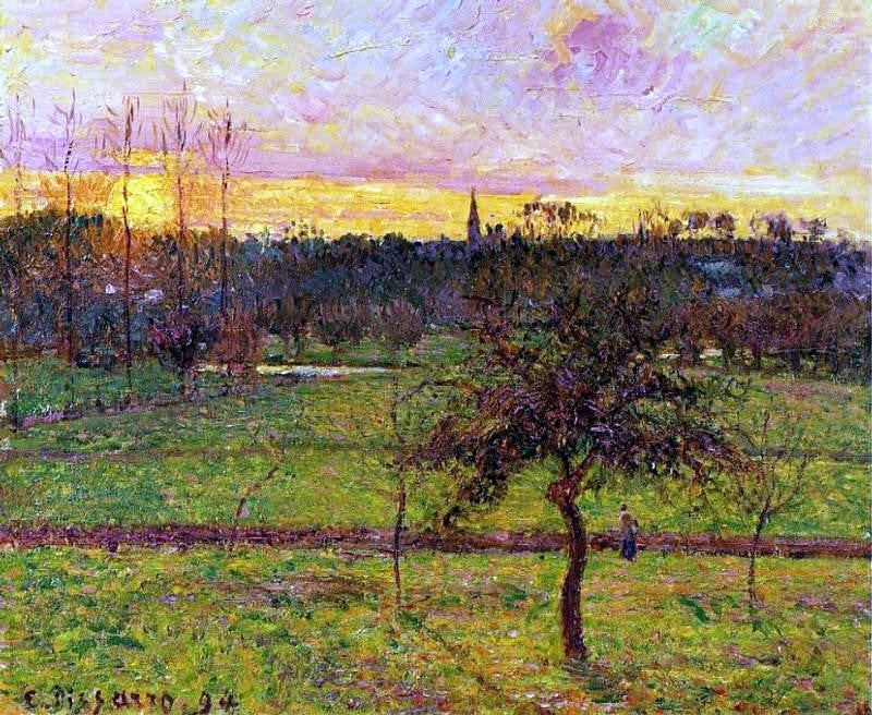 Camille Pissarro Sunset at Eragny - Hand Painted Oil Painting
