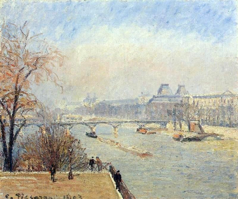 Camille Pissarro The Louvre - March Mist - Hand Painted Oil Painting