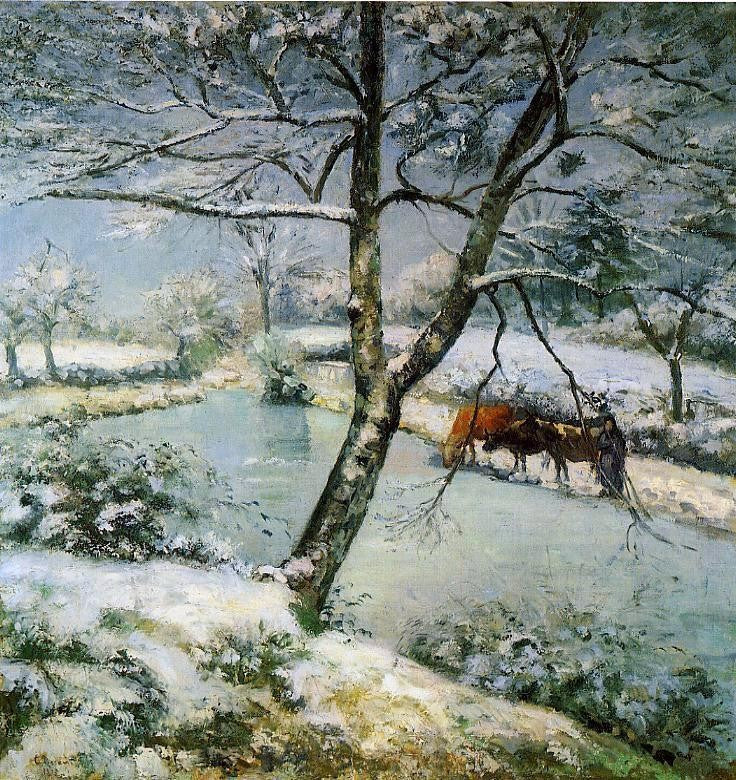 Camille Pissarro Winter at Montfoucault (also known as The Effect of Snow) - Hand Painted Oil Painting