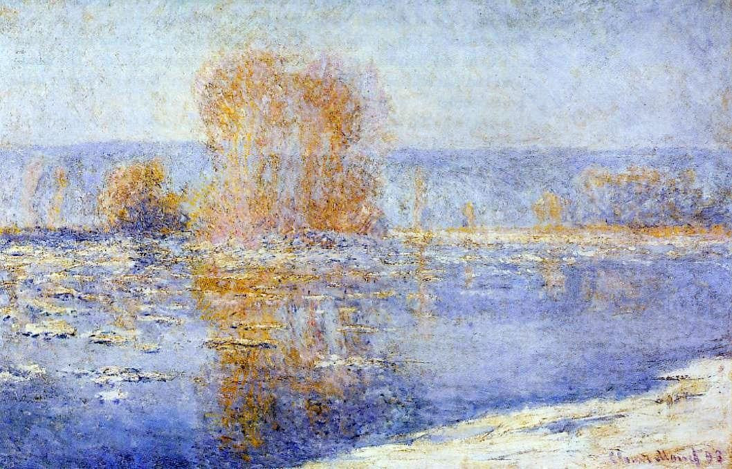 Claude Oscar Monet Floating Ice at Bennecourt - Hand Painted Oil Painting