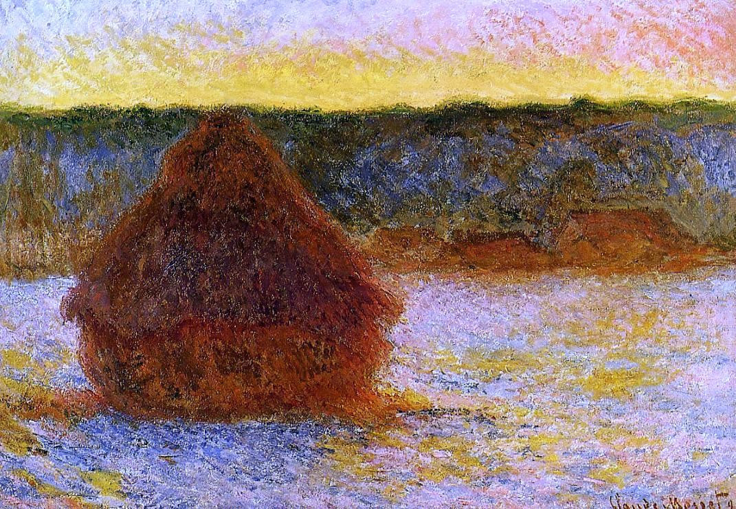 Claude Oscar Monet Grainstack at Sunset, Winter - Hand Painted Oil Painting