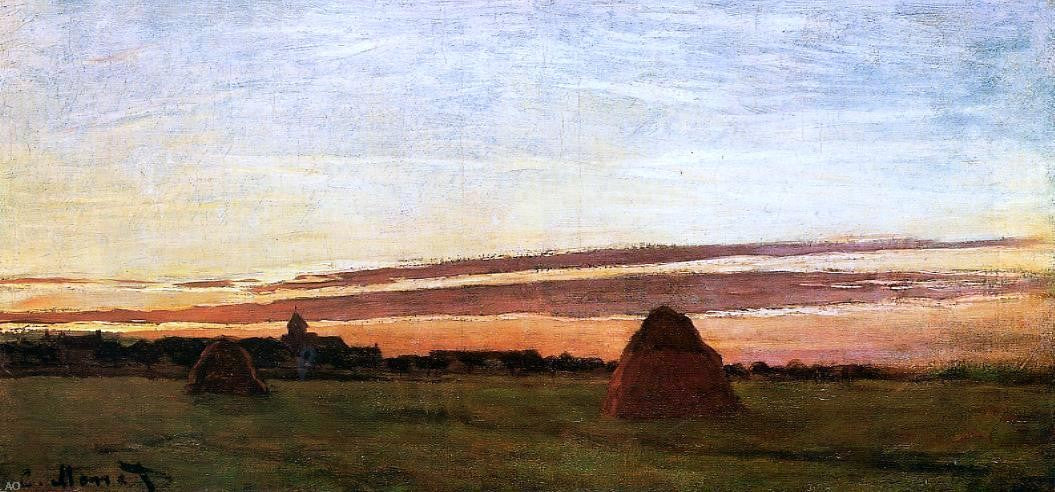 Claude Oscar Monet Grainstacks at Chailly at Sunrise - Hand Painted Oil Painting