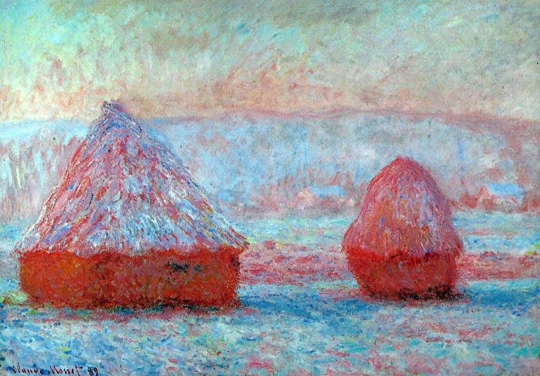 Claude Oscar Monet Grainstacks at Giverny, Morning Effect - Hand Painted Oil Painting