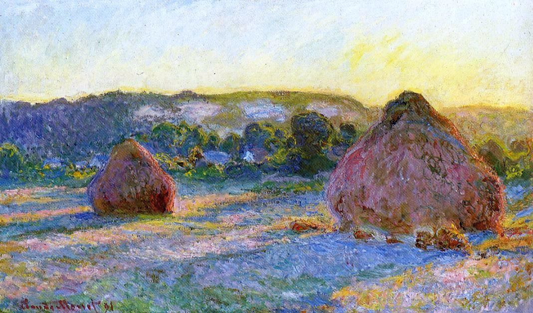  Claude Oscar Monet Grainstacks at the End of Summer, Evening Effect - Hand Painted Oil Painting