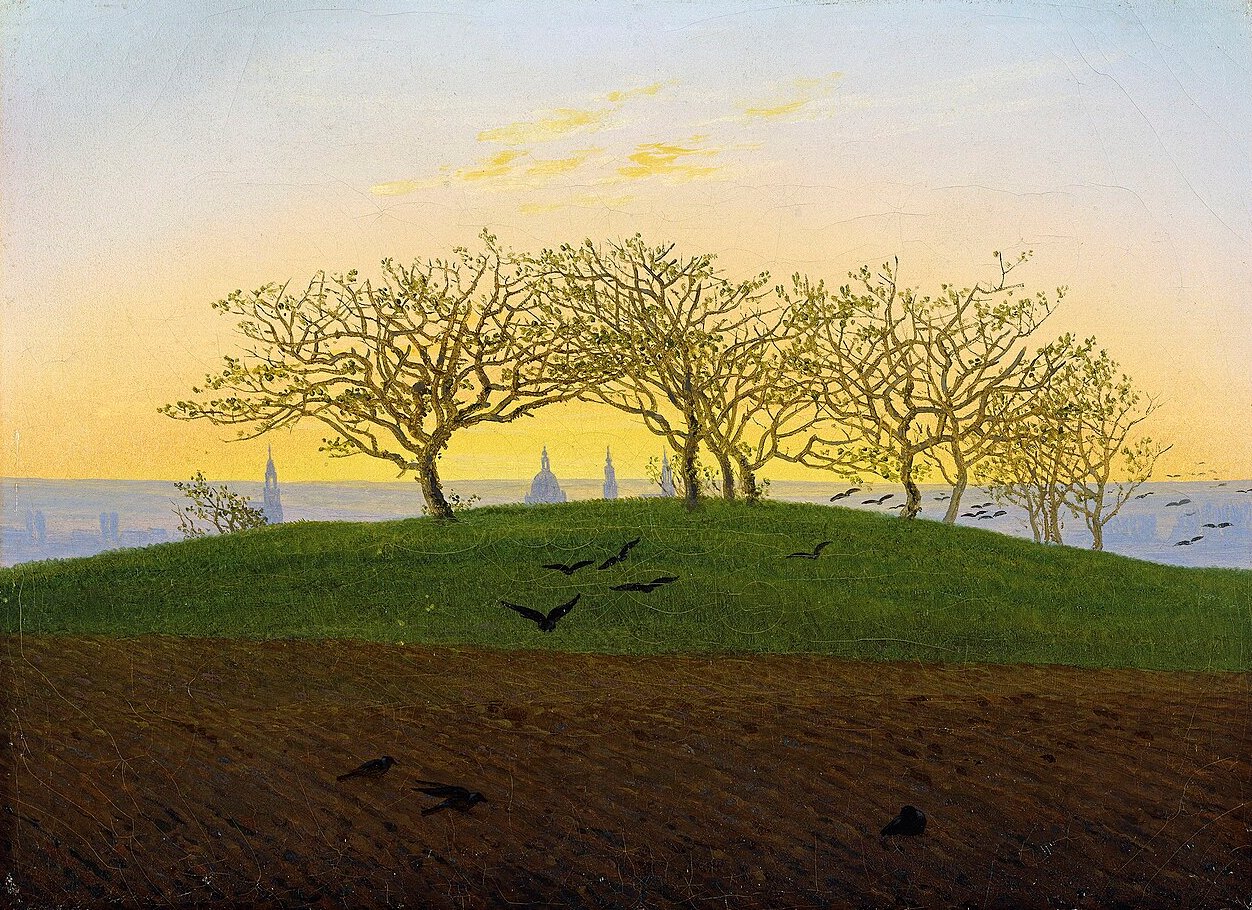 Caspar David Friedrich Hill and Ploughed Field near Dresden - Hand Painted Oil Painting