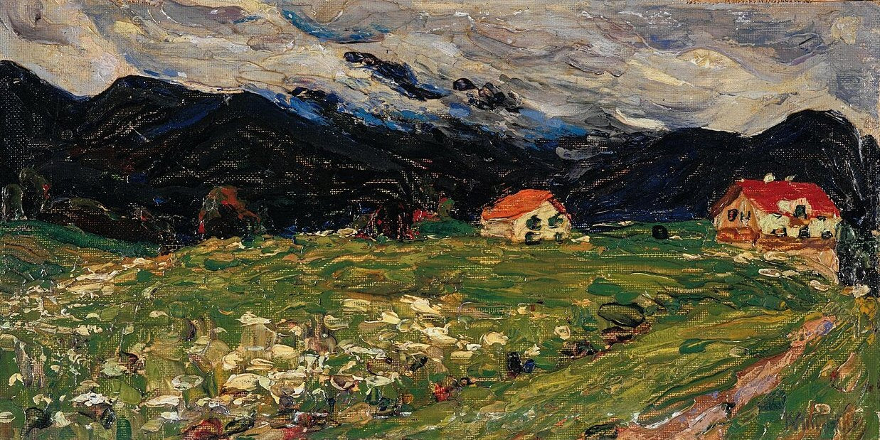 Wassily Kandinsky Kochel, Landscape with Two Houses - Hand Painted Oil Painting