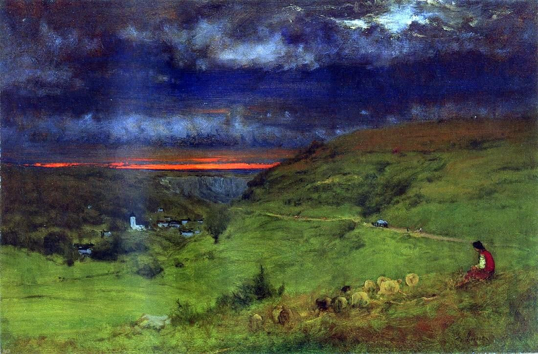 George Inness Sunset at Etretat - Hand Painted Oil Painting