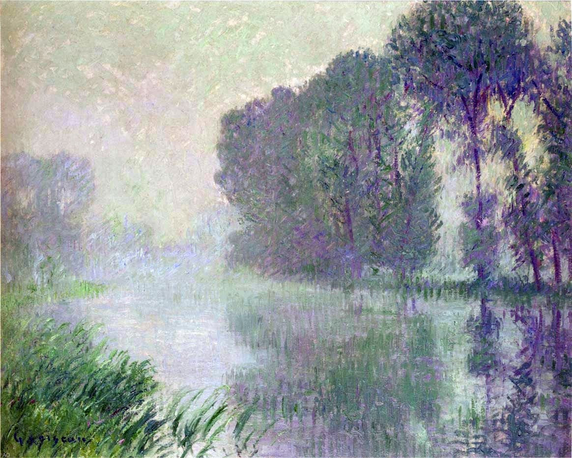 Gustave Loiseau By the Eure River - Afternoon, fog effect - Hand Painted Oil Painting