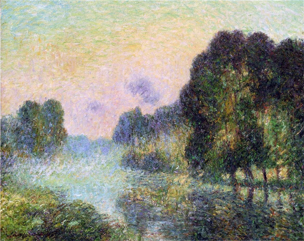Gustave Loiseau By the Eure River - Fog Effect - Hand Painted Oil Painting
