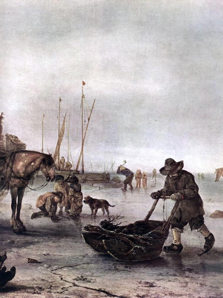 Isaac Van Ostade Winter Landscape (detail) - Hand Painted Oil Painting