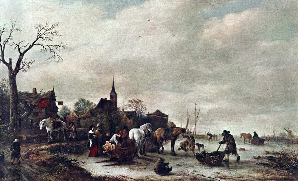 Isaac Van Ostade Winter Landscape - Hand Painted Oil Painting