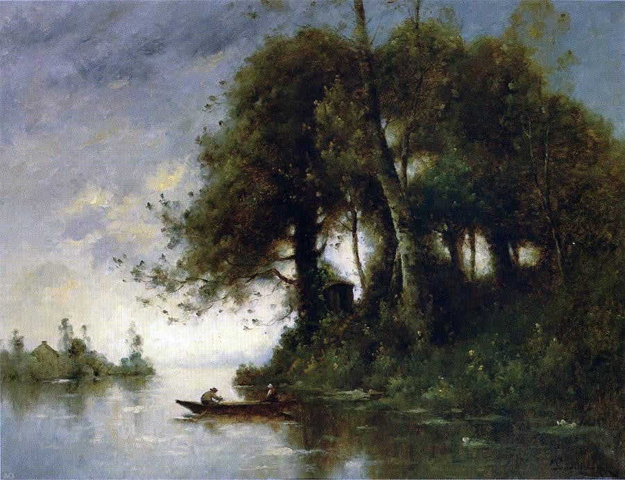 Paul Desire Trouillebert Landscape at the Water's Edge - Hand Painted Oil Painting