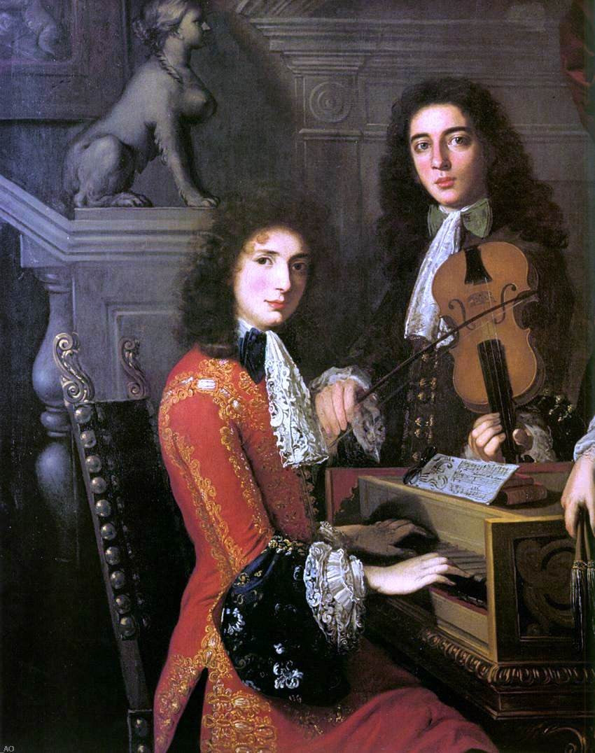 Anton Domenico Gabbiani Portrait of Three Musicians of the Medici Court (detail) - Hand Painted Oil Painting