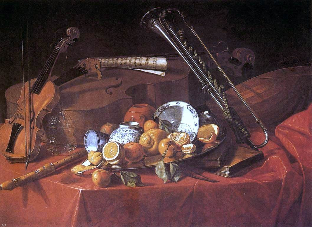 Cristoforo Munari Still-Life with Musical Instruments - Hand Painted Oil Painting