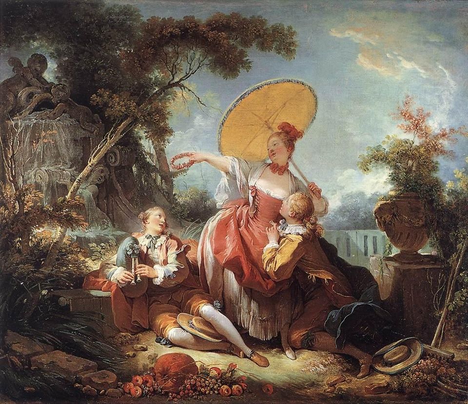 Jean-Honore Fragonard The Musical Contest - Hand Painted Oil Painting
