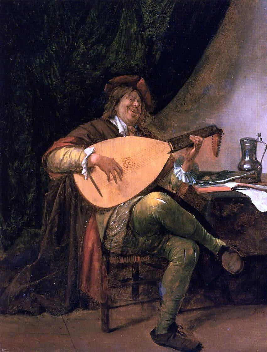 Jan Steen Self Portrait as a Lutenist - Hand Painted Oil Painting