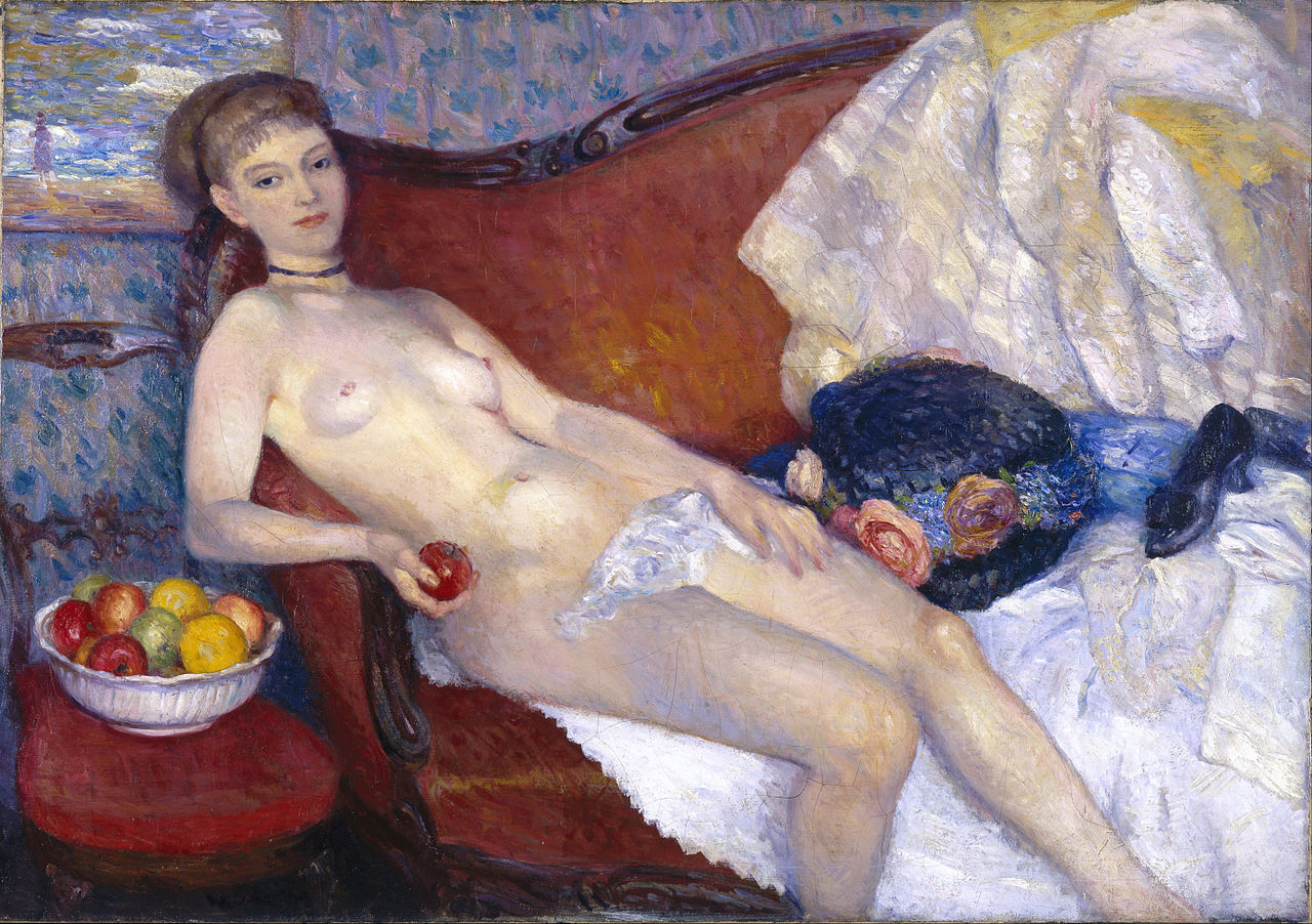 William James Glackens Nude with Apple - Hand Painted Oil Painting