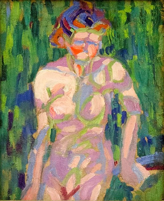 Ernst Ludwig Kirchner Female Nude with Foliage Shadows - Hand Painted Oil Painting