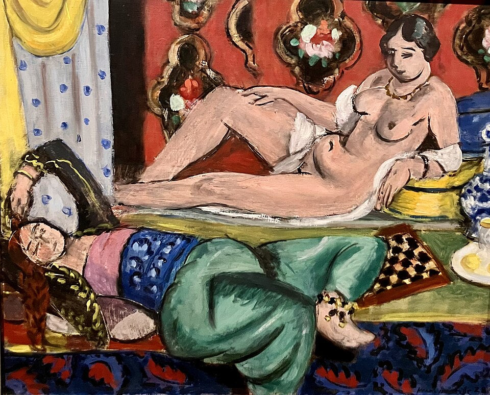 Henri Matisse Two Odalisques, One Being Nude, Ornamental Ground and Checkerboard - Hand Painted Oil Painting